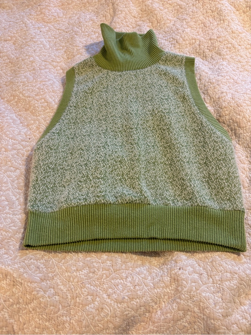 Zara Sleeveless Turtleneck Sweater Vest in Light Green